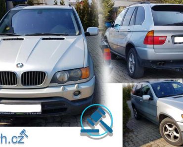 2.5.2019 Dražba automobilu BMW X5. Vyvolávací cena 30.000 Kč.
